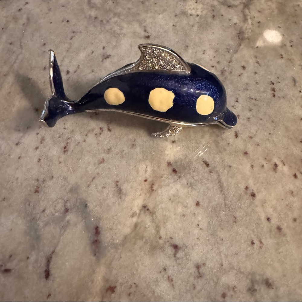Blue Whale with Silver Crystals Trinket Box